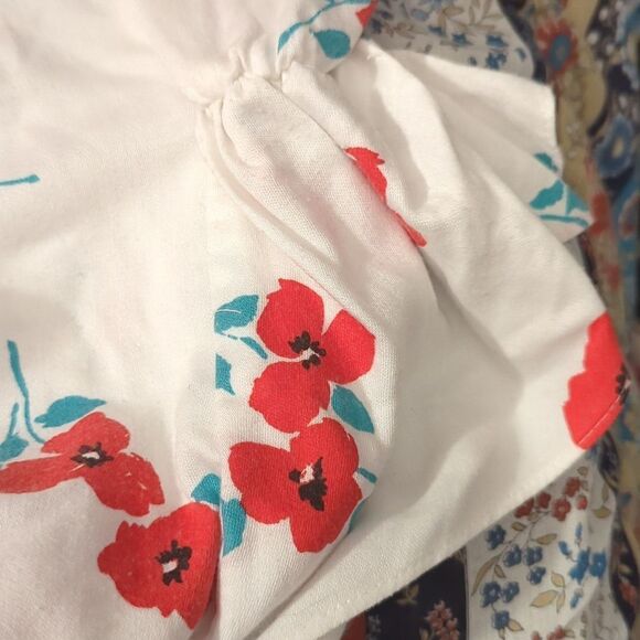 Girls 90s vintage Rare Editions white and red floral print dress size 14 - Picture 4 of 5